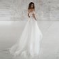 Elegant V-Neck A-Line Lace Appliques Backless With Button Bridal Gown