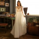 Vintage Boho Wedding Dresses O-Neck Appliques Lace Long Sleeves Elegant Wedding Gown