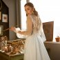 Vintage Boho Wedding Dresses O-Neck Appliques Lace Long Sleeves Elegant Wedding Gown