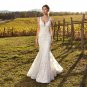 Appliques Lace Mermaid Dress With Sweep Train See Through Illusion Back Bridal Gowns