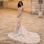 Gorgeous Lace Long Sleeve Mermaid Wedding Dresses Tulle Bridal Gown