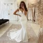 Lace Appliques Deep V-Neck Mermaid Wedding Dresses