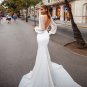 Long Puff Sleeves Mermaid Wedding Dresses Sexy V-Neck Boho Wedding Gown