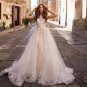 Luxury Champagne Mermaid Wedding Dress With detachable Tail Appliques Lace Bridal Dress