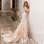 Mermaid Wedding Dress Lace Champagne Long Sleeve Wedding Gown