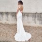 Sexy Deep V Mermaid Wedding Dresses Backless Sleeveless Simple Satin Bridal Gown