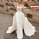 Sexy Mermaid Wedding Dresses Women Tulle Appliqued Puff Sleeves Bridal Bride Gowns