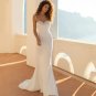 Sexy Satin Mermaid Simple Lace Appliques Sweetheart Neck Spaghetti Straps Bridal Gown