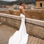 Sexy V Neck Mermaid Wedding Dresses With Long Train Lace Appliques Sleeveless Backless Bridal Dress