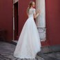 A-Line Lace Appliques Wedding Dresses Front Short Long Back Button Charming Tulle Bridal Gown