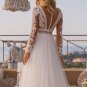 Bohemian Illusion Back Sweep Long Sleeve A-LineTulle Lace Applique Chic Bridal Gown