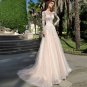 Lace Applique Illusions Wedding Dresses Full Sleeves O Neck Bridal Gowns