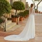 Chic Ivory Princess Lace And Chiffon Boho Wedding Dresses Sexy V-Neck Long Sleeves Bride Gowns