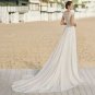Chic Ivory Princess Lace Tulle Boho Wedding Dresses Sweetheart Neck Cap Sleeves Bride Gowns