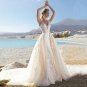 Boho V-Neck Lace Bridal Dress Vintage Backless Long Train Wedding Gowns