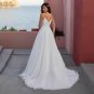 Elegant Ivory A-Line Beading Chiffon Wedding Dress V-Neck Sleeveless Bridal Gown