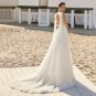 Elegant Princess Lace Tulle Boho Wedding Dresses Sexy V-Neck Long Shoulder Straps Bride Gowns
