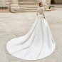 Lace Top Satin Skirt Boho Wedding Dresses Sexy V-Neck Long Sleeves Bride Gowns