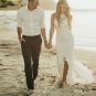 Boho Wedding Dresses Mermaid Bride Dress with Slit Backless Soft Lace Sexy Bohemian Bridal Gowns