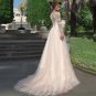 Lace Applique Illusions Wedding Dresses Full Sleeves O Neck Bridal Gowns