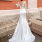 Long Sleeve Mermaid Wedding Dress V-Neck Lace Appliques Bridal Gown