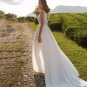 V Neck Chiffon Wedding Dresses High Slit Backless Sleeveless Robe De Mariee Bridal Gown