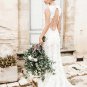 Bateau Wedding Dress With Embellished Bodice Vivid Floral Lace Wedding Gown