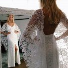 Batwing Sleeve Lace Rustic Wedding Dresses Ivory Sheath Boho Wedding Dresses