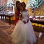 A-Line Tiered Bridal Gowns Back Lace-Up Floor-Length Peplum Wedding Gowns
