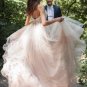 Simple Champagne Tulle Ball Gown Wedding Dresses