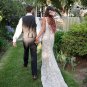 Spaghetti Strap Lace Appliqued Ivory Mermaid Rustic Country Wedding Dresses