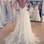 Spaghetti Straps Ivory Wedding Dresses Appliques Cross Back Wedding Gowns