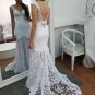 V-Neck Mermaid Lace Wedding Dresses Backless Elegant Wedding Dress