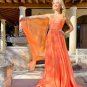 A-Line One-Shoulder Orange Long Prom Dress With Cloak Sleeveless