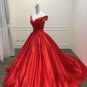 Elegant Simple Red Prom Dresses V Neck Ball Gowns