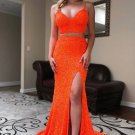 Sparkly 2 In 1 Prom Dresses Backless Mermaid Sequins Prom Dress