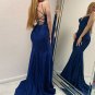Mermaid Navy Spaghetti Straps Backless Prom Dress