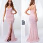 Elegant Pink Slip Sequin Evening Dress V Neck Front Split Padded Mermaid Prom Dress-