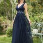 Elegant Prom Dresses Deep Double V Neck Backless Tulle With Appliques