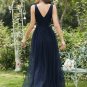 Elegant Prom Dresses Deep Double V Neck Backless Tulle With Appliques