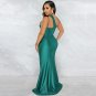 Luxury Mint Sequin Slip Lace Up Long Cocktail Party Dress