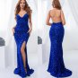 Royal Blue Sequin Backless Slip Mermaid Long Party Dresses