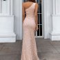 Luxury sequins formal long prom dresses women One shoulder high split evening dress