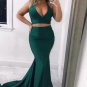 Green Prom Dress Two Piece Sleeveless Mermaid Formal Party Gown