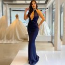Mermaid Prom Dresses Halter Neck Evening Beading Floor Length Celebrity Party Gowns