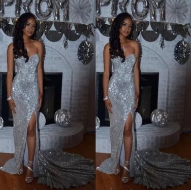 Sweetheart Split Side Floor Length Elegant Evening Dresses