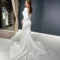 Satin Wedding Dresses Sexy Lace Long Sleeve Customsize Gown Elegant A-Line Simple White Bridal Dress