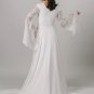 A-line Boho Modest Wedding Dresses Long BellSleeves V Neck Simple Chiffon Informal Bridal Gowns