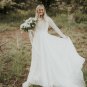 A-line Modest Wedding Dresses With long Sleeves jewel Neck Lace chiffon Bridal Gowns
