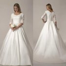 Bohemian Elegant Half Sleeve Lace Appliqued Boho Scoop Neck Wedding Dresses Bridal Gowns